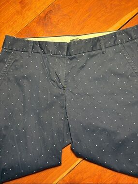 J. Crew Skimmer Pant City Fit-Women's 10 Navy White Polka Dots